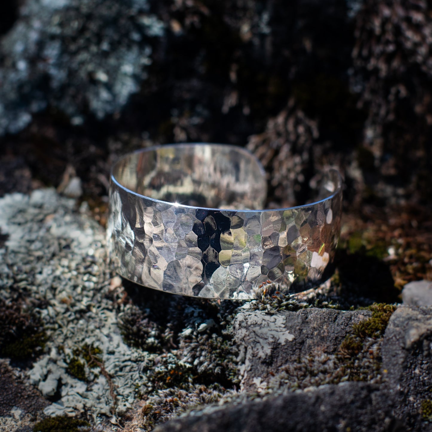 1" Pure Silver Arm Band/Cuff - Hammered