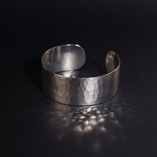 1" Pure Silver Arm Band/Cuff - Hammered
