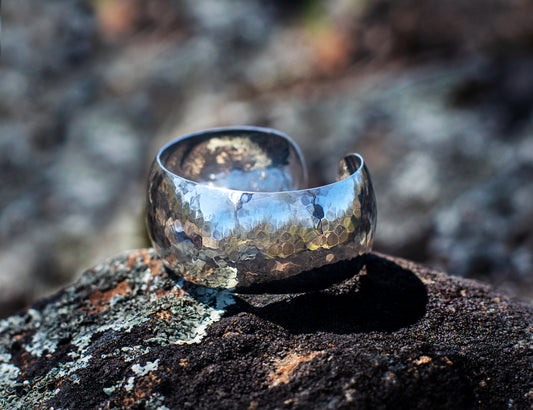1" Hammered Pure Silver Cuff