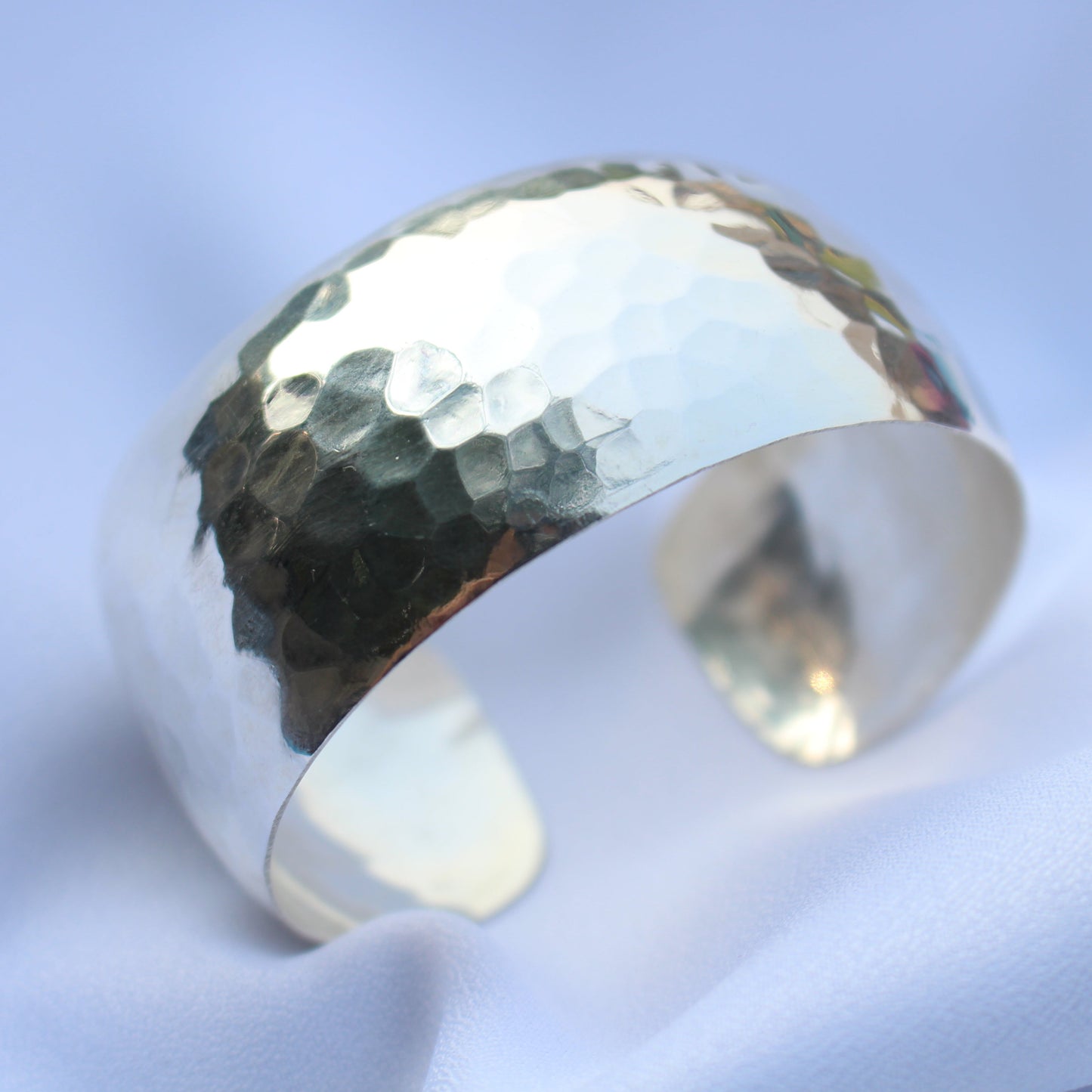 1" Hammered Pure Silver Cuff